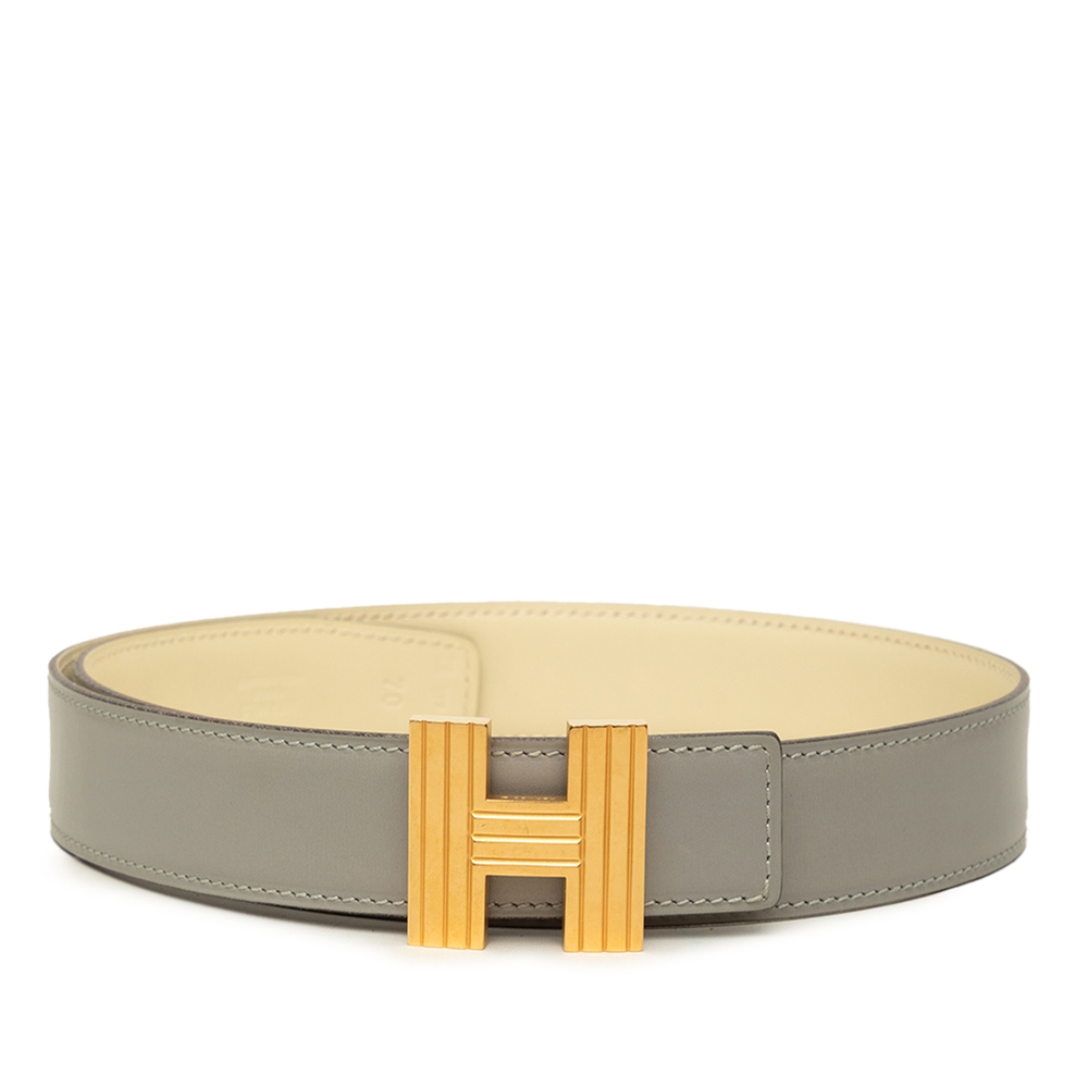Pre-Loved Hermes Box Calf Cadena H Reversible Belt